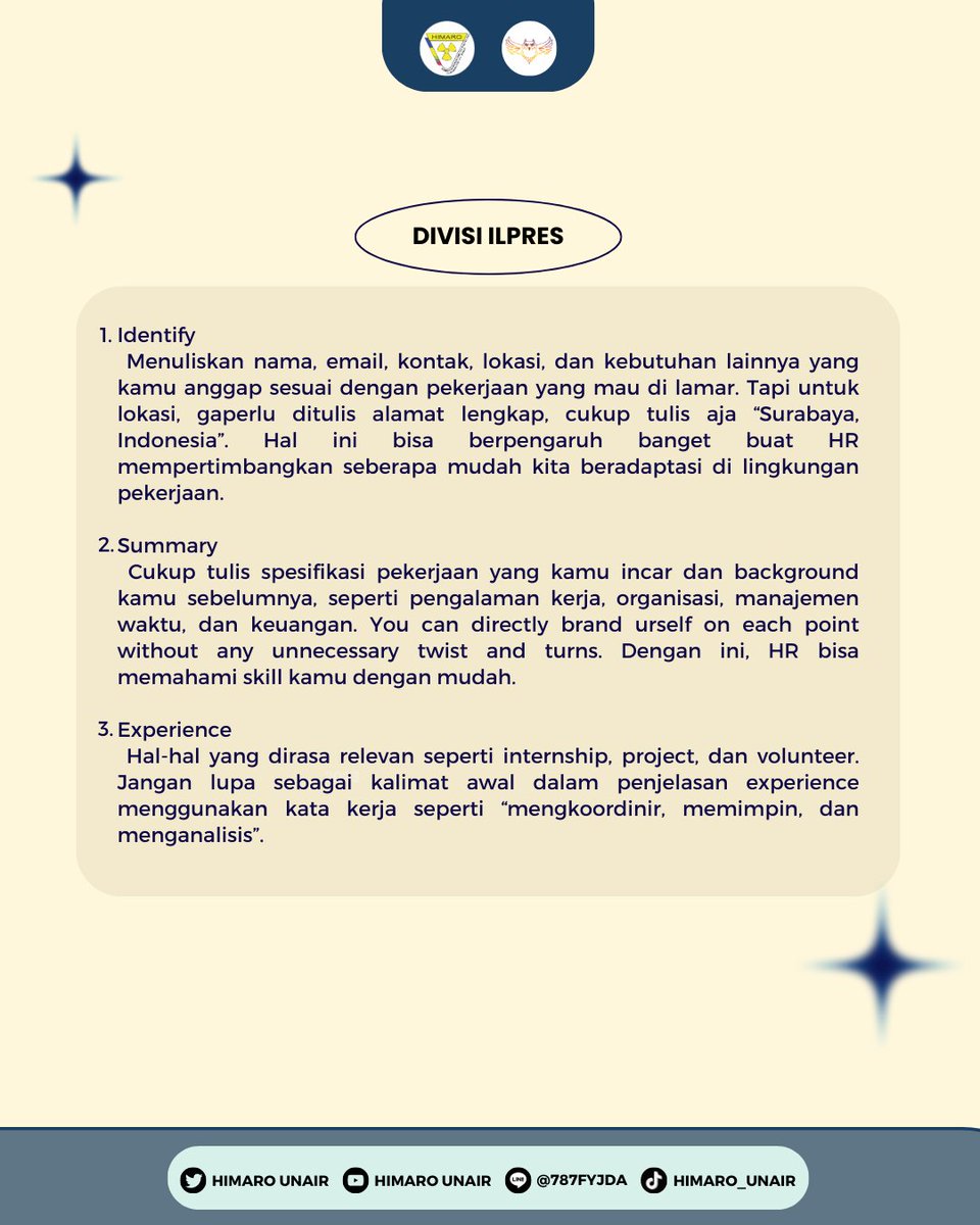 [RADIOLOGY SCIENTIFIC CORNER]

Hello Rads!! 👋🏼

CV atau Curiculum Vitae berperan penting  kita saat melamar suatu pekerjaan. Yuk, cari tau lebih dalam di postingan berikut yaaa!

#KabinetRaksadharma
#FakultasVokasi
#UniversitasAirlangga