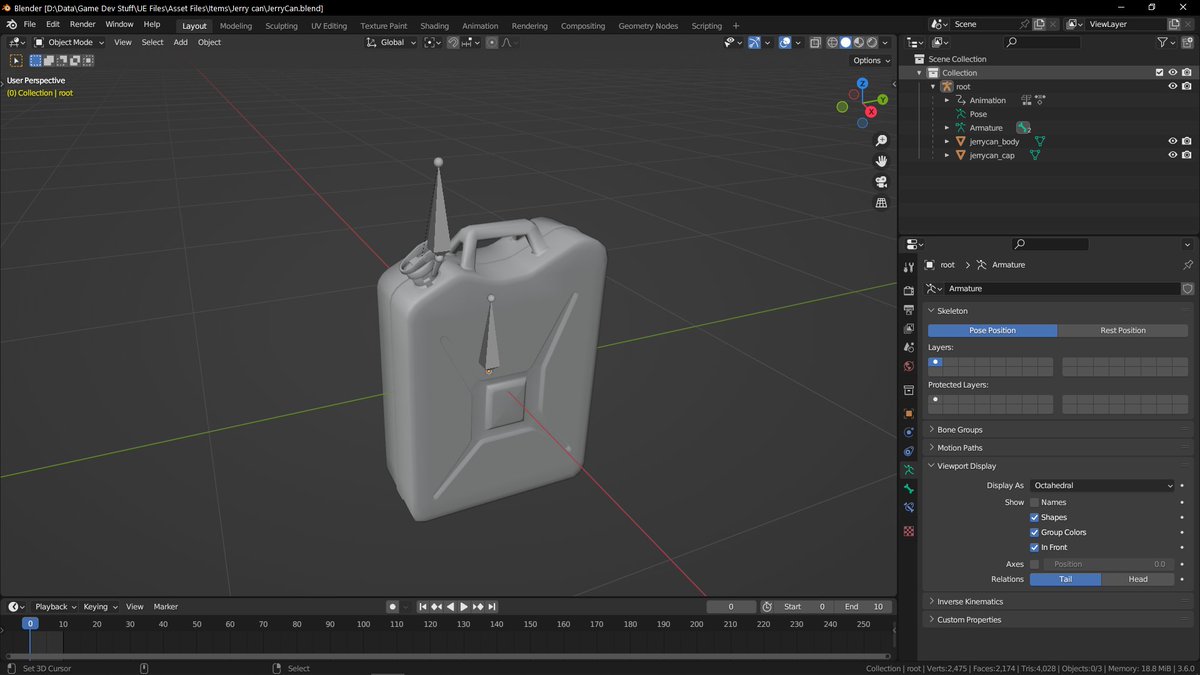 RajChovhan's tweet photo. 1 done 89 more objects to model. This jerry can I made &amp; textured myself. For some that r time taking I'll just look up online paid/free. Tho I like to make 3d stuff myself, I dont want to spend too much time in "asset phase" #3dmodel #indiedev #indiegamedev #UnrealEngine5 https://t.co/G44HViNv3G