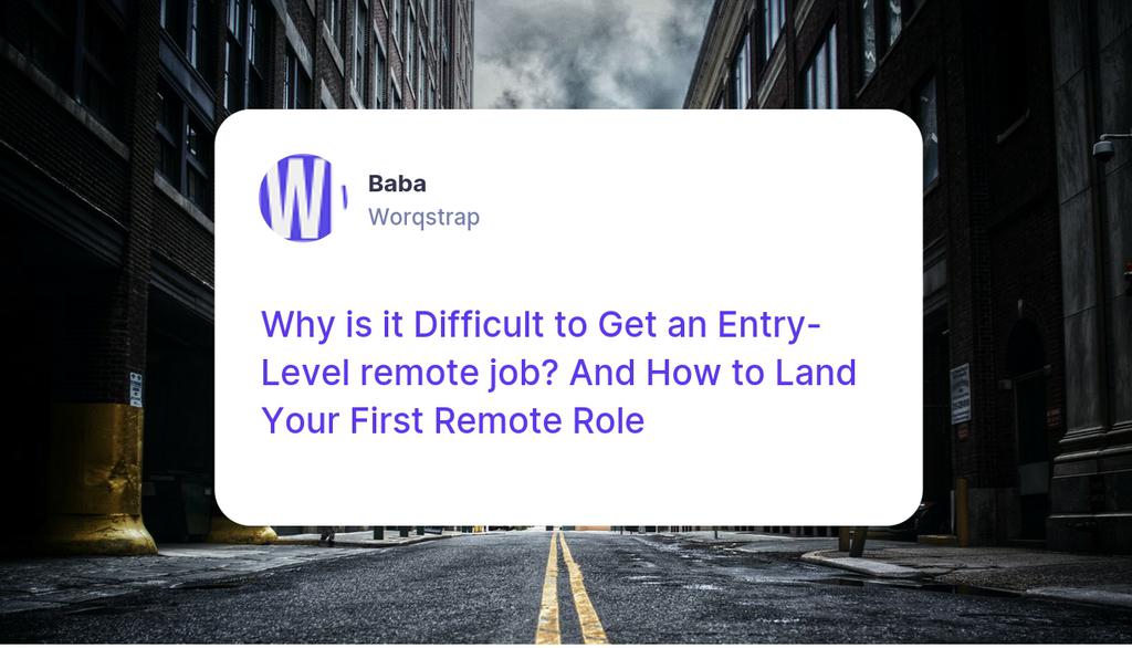 JennyWorqstrap's tweet photo. You got to have experience in the specific role they're looking for (let's say you're a front end developer), and it's even better if you've got some remote work experience under your belt.
Read more ๐ https://t.co/p0vTxe1dBd
#EntryLevelRemoteJob #RemoteRole https://t.co/6B58kee2pA