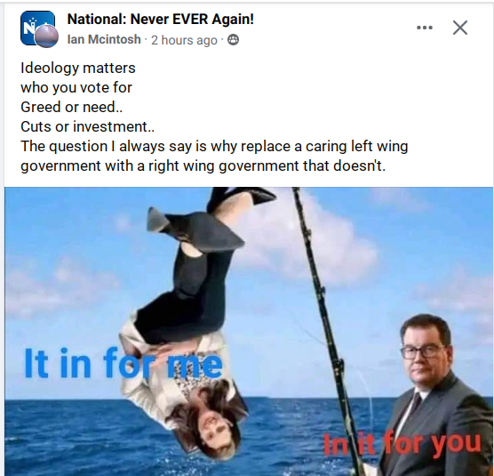 LuxonNotMyGovt's tweet photo. #TheLEFTvotesTHEleftWINS2023
Learn the lesson of Wayne Brown you stay at home and don't vote you will get a rich arseholes called Luxon and Willis in charge #InitForHIMSELF https://t.co/eSE0nuMy9I