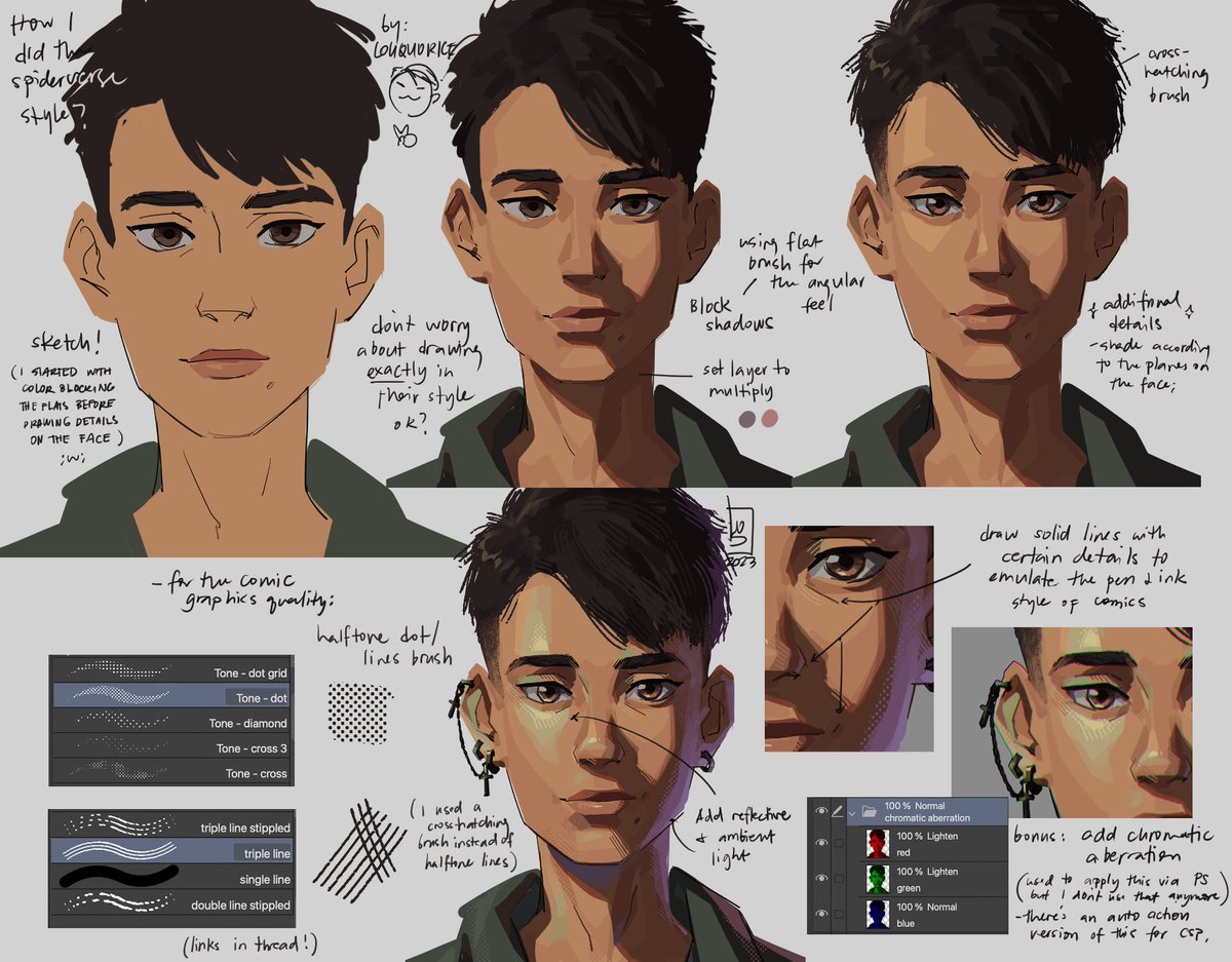 lou_quorice's tweet photo. anyway for anyone wondering how i did it, here's a rundown of what i did (it's not exactly a tutorial-)
will also provide links for the brushes (free, csp) i used! https://t.co/SfSv71IPqr