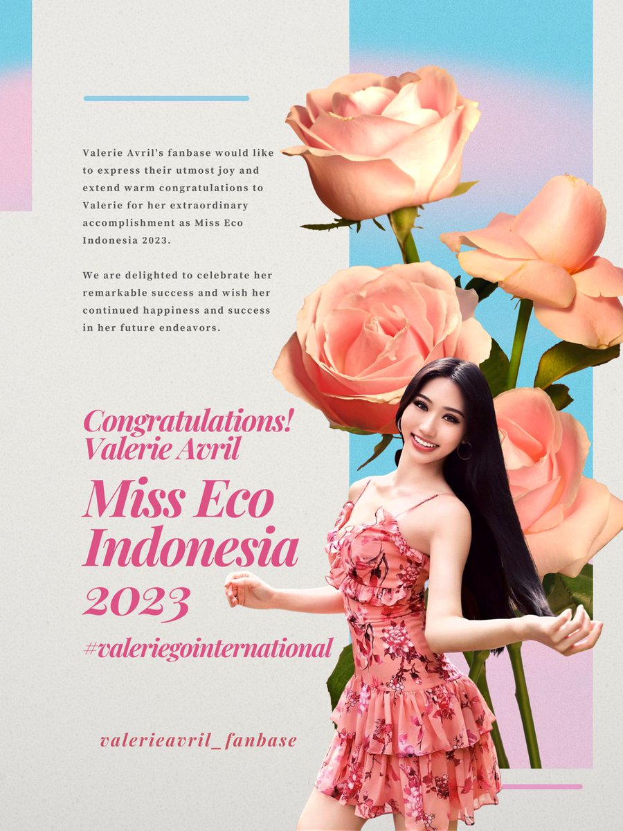 LovingValoffcl's tweet photo. [ Lovingval update ] 
A Huge congratulations to our Queen Valerie avril as "Miss eco Indonesia 2023" she Will compete in Egypt next year !! Keep support our Queen 💓
#Valerieavril #Lovingval #Missmegabintang2023 #beautyqueen #Indonesia #Missecointernational https://t.co/34QxBcVqsF