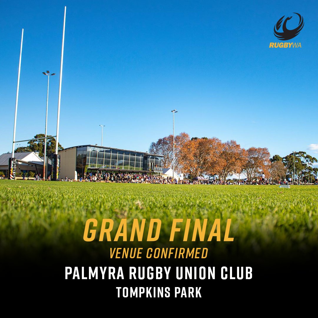 🚨 2023 Grand Final venue confirmed 

RugbyWA is pleased to announce that Tompkins Park, in partnership with Palmyra Rugby Union Club, has been selected to host the 2023 RugbyWA Grand-final – Festival of Rugby on Saturday, September 02.
