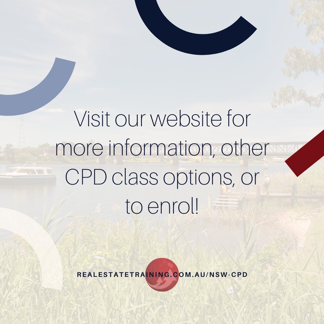 AustralianRETC's tweet photo. GRAFTON NSW CPD 📣

🏠 Real estate topics | $199 (morning session).

🚜 Real estate and stock and station topics | $245 (morning and afternoon sessions).

📅 2 August 2023. Visit our website for more information or to enrol!

#facetofaceclasses #nswcpd #grafton #nswrealestate https://t.co/yUk8bE0FHd