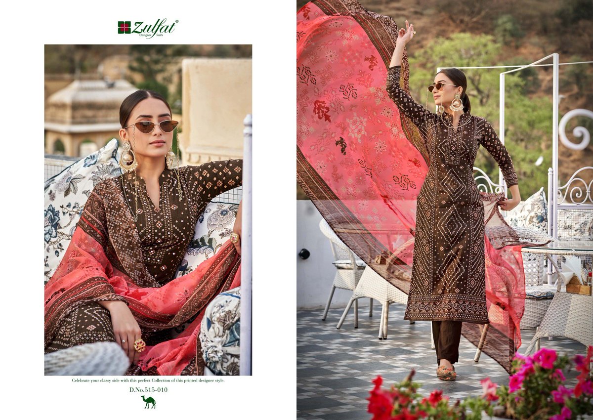 Zulfat present Tamanna vol.4 suits. Series: 515-001 to 515-010 Zulfat A Trendy Fashion at Affordable Price Maan Fashion – Exporter, Wholesaler and Supplier of exclusive range of Designer Salwar Suit, Fancy Anarkali Suit, Designer Suits, Salwar