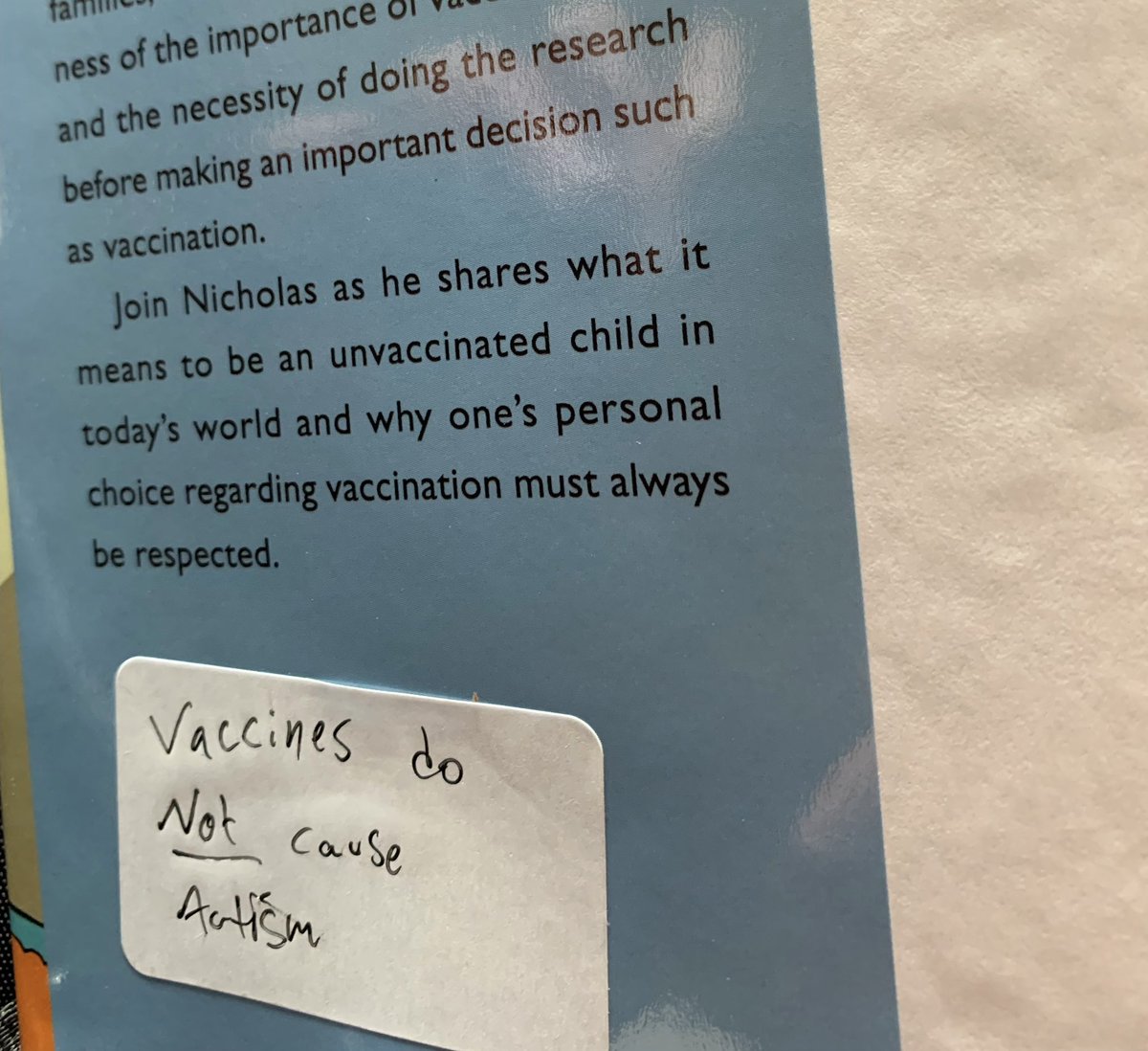 drshannonkroner's tweet photo. The insanity from @amazon continues!!! A local friend ordered my book, I’m Unvaccinated and That’s OK! on May 14th. Today she received her delivery which came with a little extra something inside! Someone working for Amazon who packaged the book actually stuck a sticker to the inside jacket and wrote “Vaccines don’t cause autism!” 

Isn’t tampering with mail a federal offense? 

If you’ve ordered my book from Amazon and you feel that it’s been tampered with in any way please contact me directly through my website with a description of what you’ve received!

https://t.co/BIt4E6RjxC

Skyhorse Publishing has said that they’ve never seen this before with any of their other books. I shouldn’t be shocked, but somehow things like this still shock me. Makes me really wonder what else Amazon employees are doing with the merchandise we buy.
@AmazonHelp @JeffBezos what do you have to say about this?