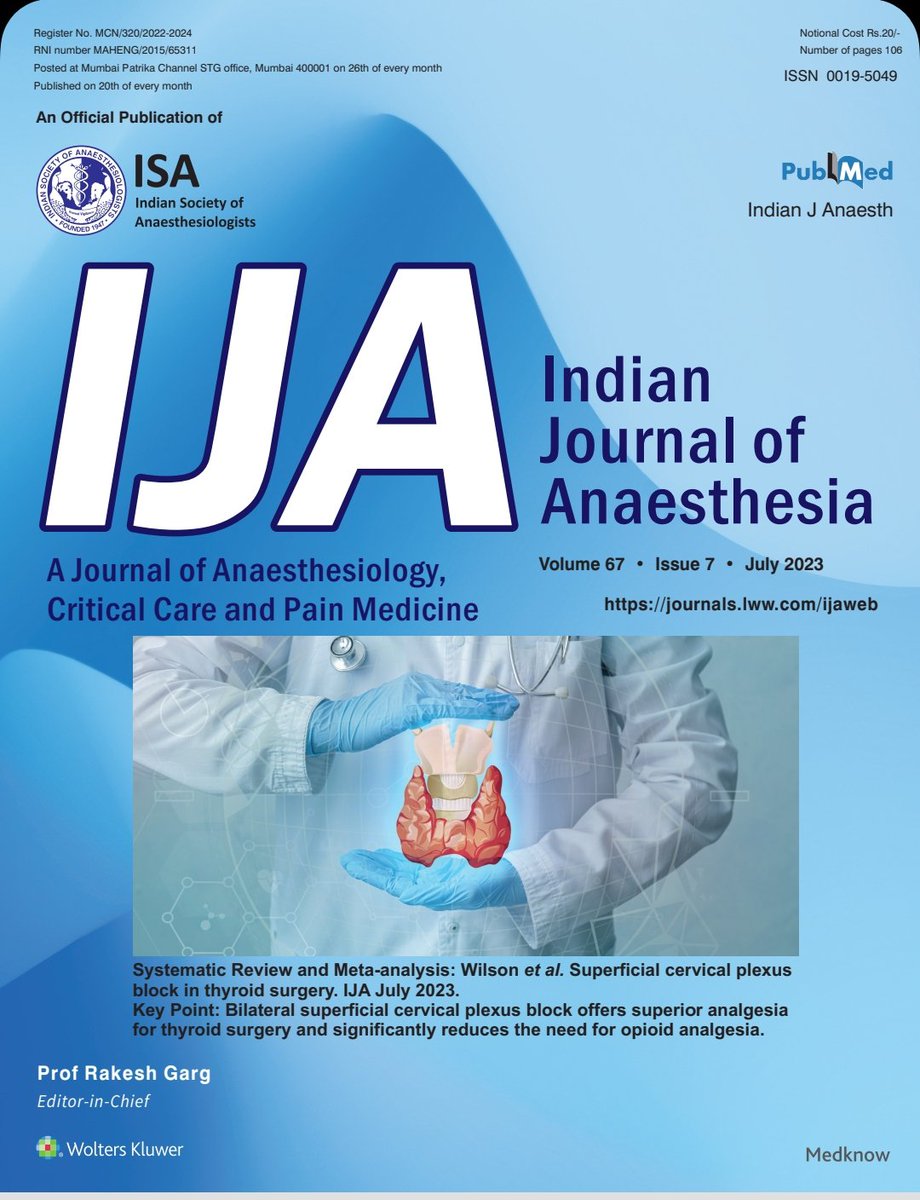 Indian Journal of Anaesthesia (IJA) (@ija_web) on Twitter photo The July issue of #IJA is published.
Read it here: journals.lww.com/ijaweb/pages/d…
<a href="/DrRakeshGarg8/">Dr Rakesh Garg AIIMS New Delhi</a> <a href="/_Anesthesiology/">Anesthesiology</a> <a href="/BJAJournals/">British Journal of Anaesthesia</a> <a href="/Assoc_Anaes/">Association of Anaesthetists</a> <a href="/Anaes_Reports/">𝘈𝘯𝘢𝘦𝘴𝘵𝘩𝘦𝘴𝘪𝘢 𝘙𝘦𝘱𝘰𝘳𝘵𝘴</a> <a href="/Anaes_Journal/">𝘈𝘯𝘢𝘦𝘴𝘵𝘩𝘦𝘴𝘪𝘢</a> <a href="/Korean_J_Anesth/">Korean Journal of Anesthesiology (KJA)</a> <a href="/ESRA_Society/">ESRA | European Society of Regional Anaesthesia</a> <a href="/SOCCA_CritCare/">Society of Critical Care Anesthesiologists</a> <a href="/CritCareReviews/">Critical Care Reviews</a> The July issue of #IJA is published.
Read it here: journals.lww.com/ijaweb/pages/d…
<a href="/DrRakeshGarg8/">Dr Rakesh Garg AIIMS New Delhi</a> <a href="/_Anesthesiology/">Anesthesiology</a> <a href="/BJAJournals/">British Journal of Anaesthesia</a> <a href="/Assoc_Anaes/">Association of Anaesthetists</a> <a href="/Anaes_Reports/">𝘈𝘯𝘢𝘦𝘴𝘵𝘩𝘦𝘴𝘪𝘢 𝘙𝘦𝘱𝘰𝘳𝘵𝘴</a> <a href="/Anaes_Journal/">𝘈𝘯𝘢𝘦𝘴𝘵𝘩𝘦𝘴𝘪𝘢</a> <a href="/Korean_J_Anesth/">Korean Journal of Anesthesiology (KJA)</a> <a href="/ESRA_Society/">ESRA | European Society of Regional Anaesthesia</a> <a href="/SOCCA_CritCare/">Society of Critical Care Anesthesiologists</a> <a href="/CritCareReviews/">Critical Care Reviews</a>