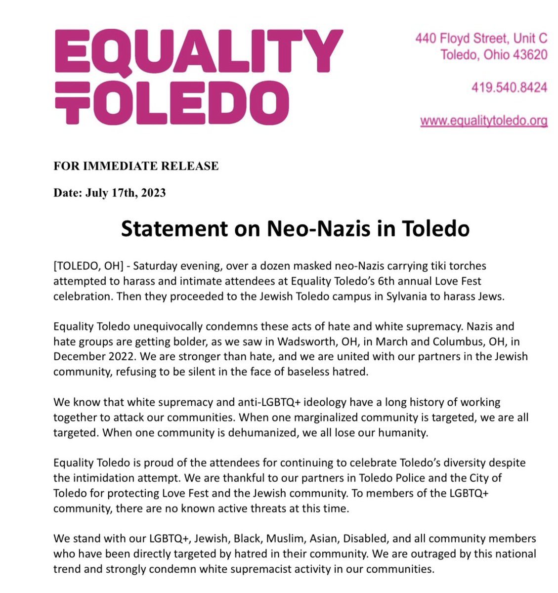 EqualityToledo (@equalitytoledo) on Twitter photo 