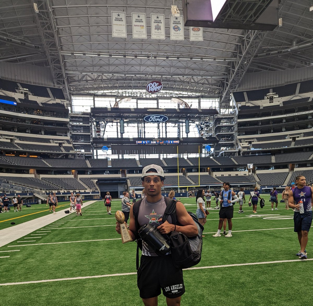 DacianFields1's tweet photo. National Junior Day - GameDay at @ATTStadium.  Mom asked me to bring her a little something back... 😁🏆

Thanks @fedoras_rule Coach Duckworth @Coach_Stutz

Representing @cyranchfootball out here in Dallas with the Championship W!!! 🏈🙌💯

#JDFN2023
@Coach_RGlover @CoachA_NCSA https://t.co/qQUGbY1nks