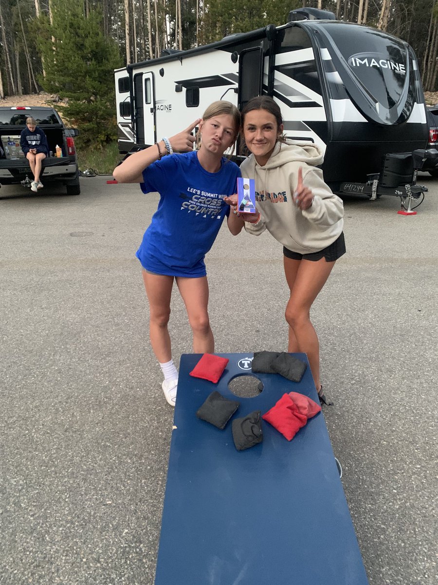 LSWGirlsTF's tweet photo. Colorado trip is in the books!  Congratulations to Madison Cross on becoming the 13th girl in our programs history to break 30:00 on the traditional Bear Run and our 1st annual Cornhole Champions Daphne Harp and Eva Garlich! Great job to our whole team!!!⁦@LSWestAD⁩ https://t.co/XYObHdjMTT
