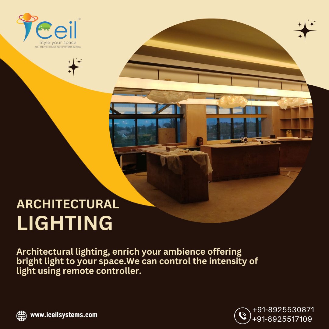 iceilsys's tweet image. Architectural lighting, enrich your ambience offering bright light to your space.We can control the intensity of light using remote controller. - iceilsystems.com

#stretchceilingdrywall

#stretchceilingusa

#3dstretchceilingwallpaper

#3dstretchceiling

#stretchceiling