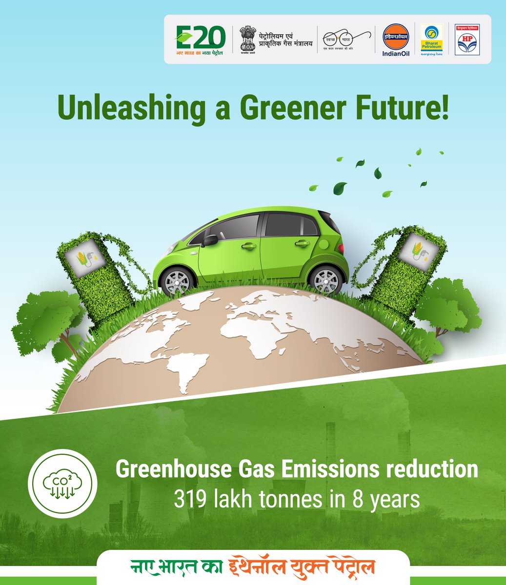 A Huge Leap Towards a Greener Future! We are proud to announce a remarkable achievement of reducing greenhouse gas emissions by 319 lakh tonnes in just 8 years! 🌱 Together, we are making a significant impact in creating a more sustainable and eco-friendly world.