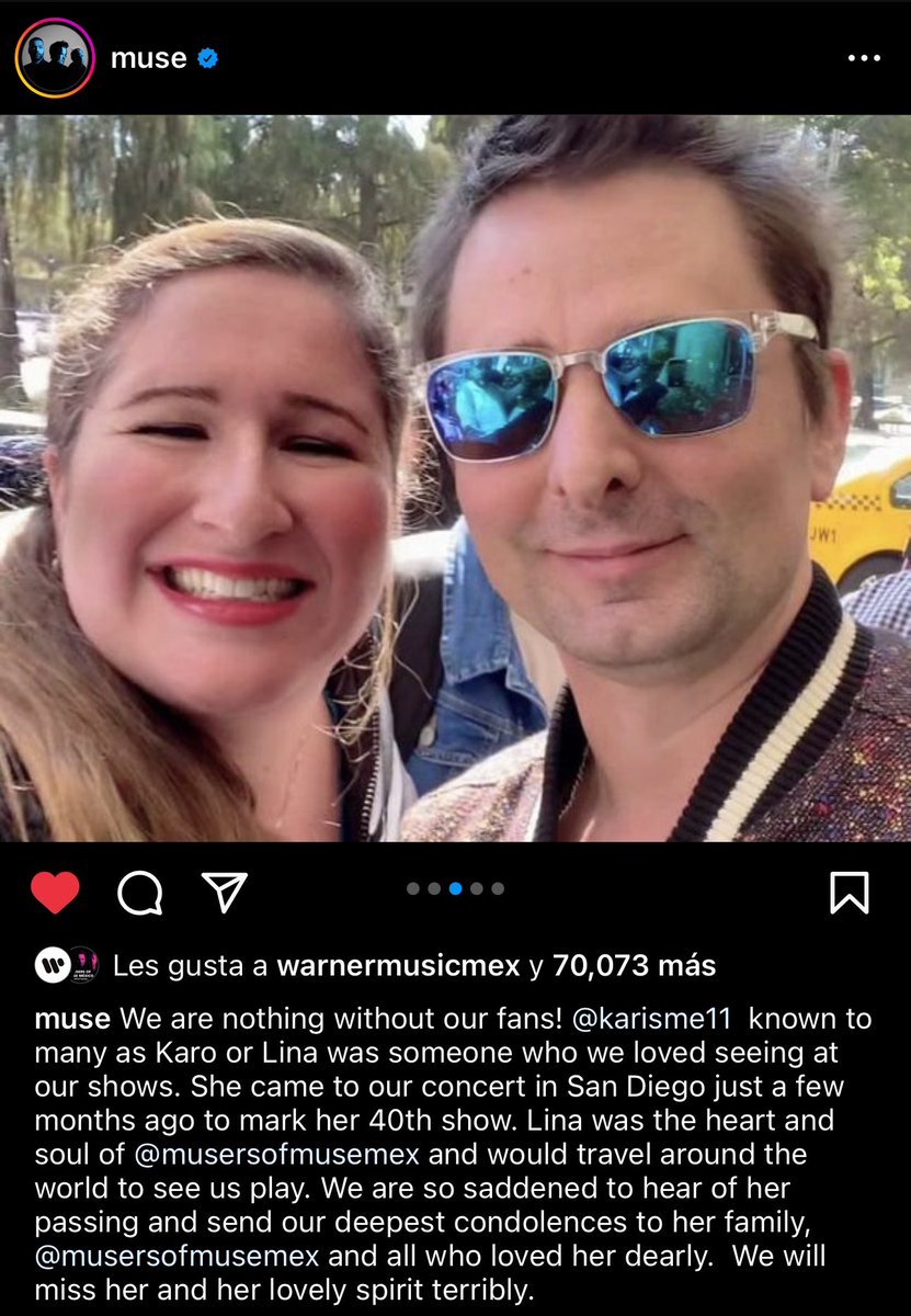 ticketelhamster's tweet photo. Muse recordó a Lina, una de sus más grandes fans en el mundo, orgullosamente mexicana… quien lamentablemente falleció el sábado 😢 

🕊️

#asongforLina #Muse https://t.co/qUmDqqY6Km
