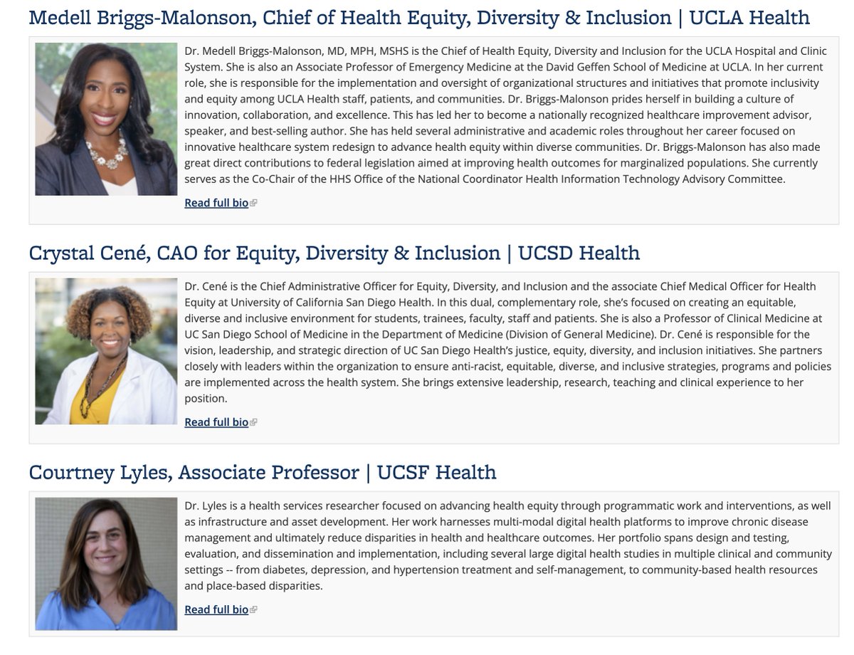 Aaron Neinstein, MD (@aaronneinstein) on Twitter photo Looking forward to moderating an amazing panel discussion tomorrow at <a href="/UofCalifornia/">University of California</a> UCTech event with these incredible panelists: <a href="/MedellBriggsMD/">Medell Briggs, MD</a> <a href="/DrCrystalCene/">Crystal CenƩ, MD, MPH</a> @CourtneyRLyles.
Hard to think of a better group to talk about health equity.
uctech.berkeley.edu/program/keynote Looking forward to moderating an amazing panel discussion tomorrow at <a href="/UofCalifornia/">University of California</a> UCTech event with these incredible panelists: <a href="/MedellBriggsMD/">Medell Briggs, MD</a> <a href="/DrCrystalCene/">Crystal CenƩ, MD, MPH</a> @CourtneyRLyles.
Hard to think of a better group to talk about health equity.
uctech.berkeley.edu/program/keynote