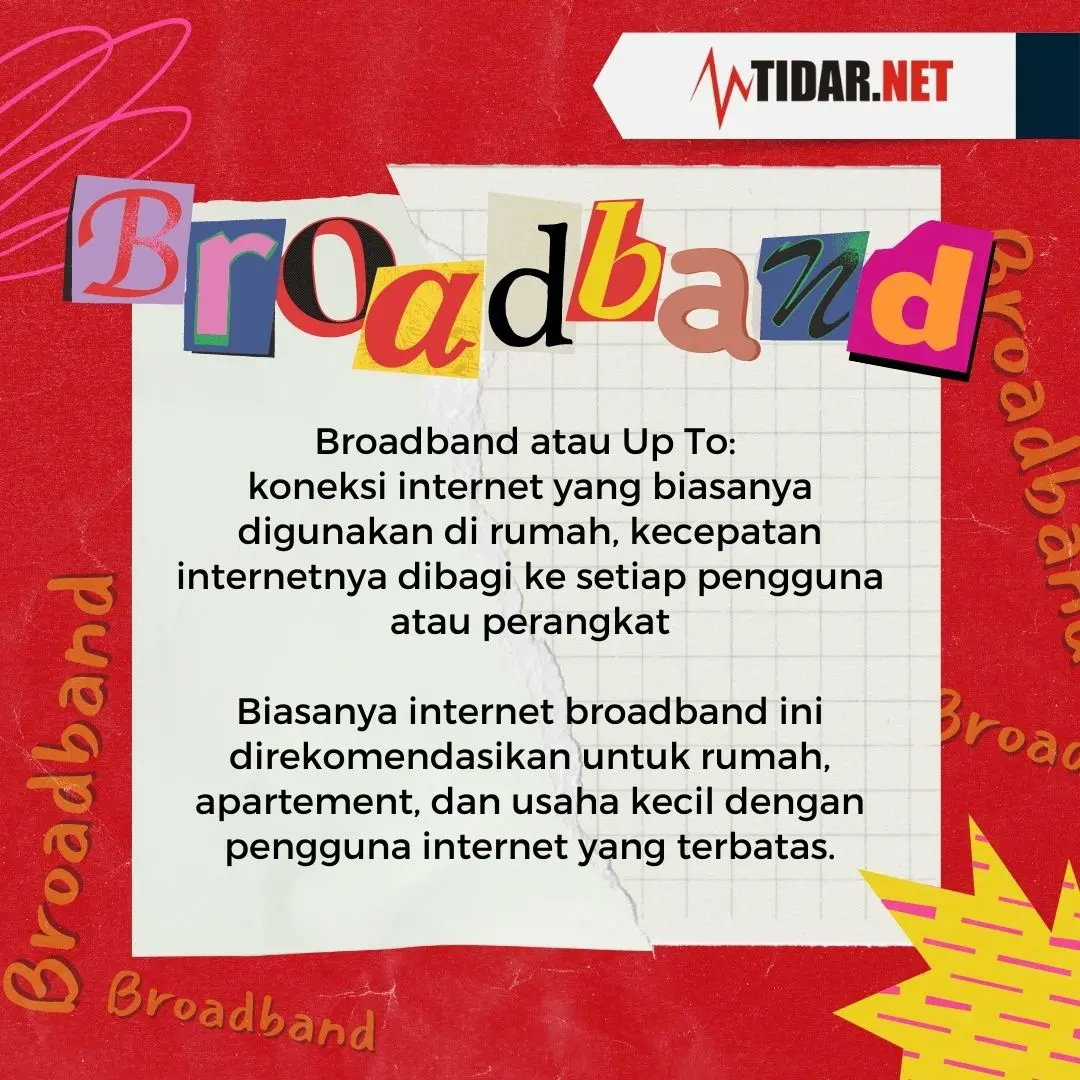 TidarNet's tweet photo. Sobat https://t.co/nSxS9etJyc kadang suka bingung gak sih istilah seperti Broadband, mbps, FTTH dll, nah disini kita mengenal sedikit yuk tentang istilah-istilah internet supaya nanti tidak kebingungan saat ingin berlangganan / ganti internet
#sobattidarnet https://t.co/E30Cl6BbG1