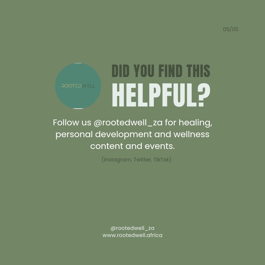 Rootedwell_za's tweet photo. #healing #charge #fearless #wellness #communicate #boundaries #serve #receive #personaldevelopment #life #love #lessons #forgiveness #forgive #time

Follow @rootedwell_za for healing, personal development and wellness content and events https://t.co/SWEVuj37Pe
