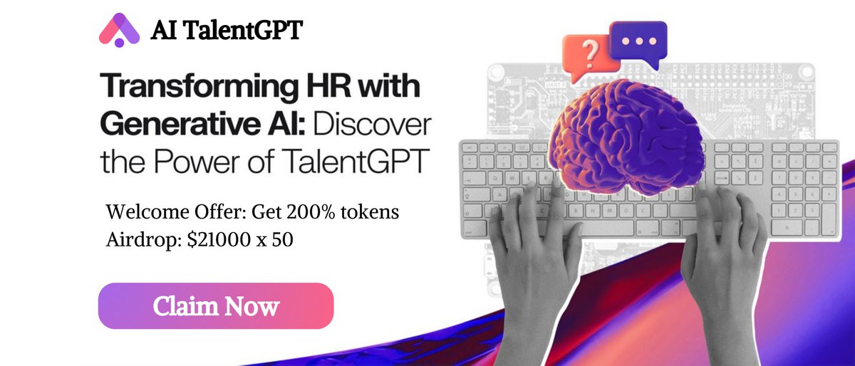 🚀 Exciting news! 🌟 AI TalentGPT kicks off its exclusive presale and airdrop for premium members. 🎉 Don't miss this golden opportunity! 💼 Join the revolution in AI-based recruitment now. 🤝 #AITGPT #Presale #Airdrop #RecruitmentRevolution 💻🚀