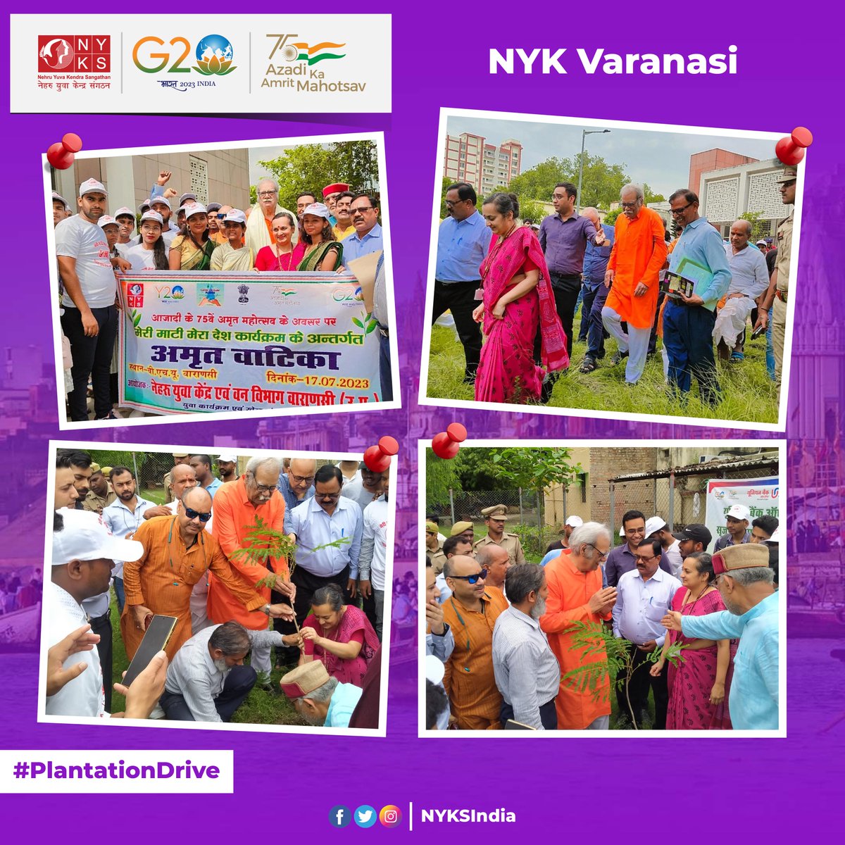 MYBharatHQ's tweet photo. YA Secretary, Ms. Meeta Rajivlochan Ji (@meetarajiv) inaugurated the Amrit Vatika to be established in each and every village of India as part of the Mega Program by planting trees in the Malviya Value Anushilan Kendra premises of BHU (@bhupro).
#MegaProgram #AmritVatika #India https://t.co/nqtypJNpvE