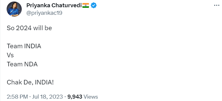ANI's tweet photo. Opposition alliance named INDIA - Indian National Democratic Inclusive Alliance, confirms RJD &amp; Shiv Sena(UBT) https://t.co/SxrEquNpaA