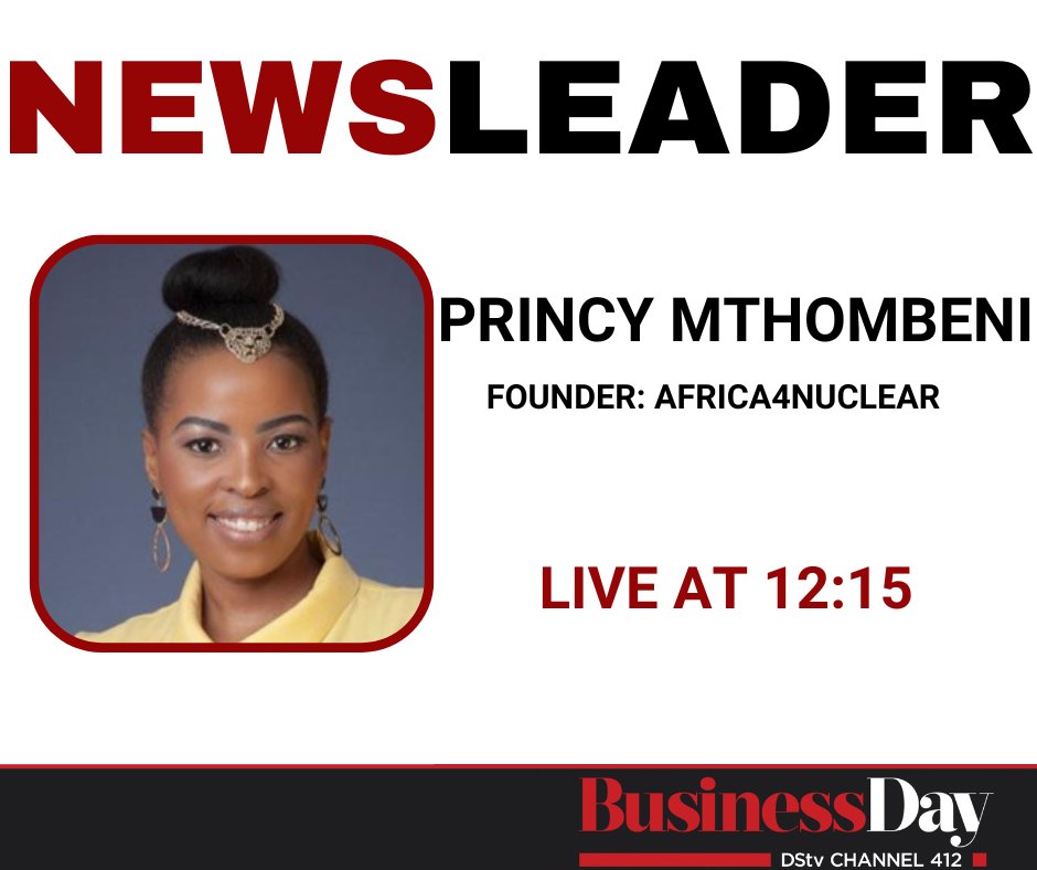 BusinessDayTV's tweet image. COMING UP ON #BUSINESSLUNCH:

We delve into the energy crisis with Founder of @Africa4N, Princy Mthombeni, as she unpacks the refurbishment of Koeberg power station with @Nolu_MM.

Do not miss it. 

Only on DSTV #Channel412.
