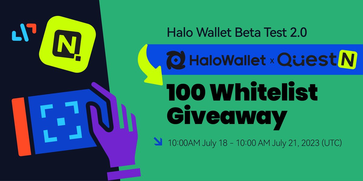Celebrating Beta Test 2.0🔥Halo Wallet is delighted to collaborate with <a href="/QuestN_com/">QuestN</a> for a HUGE GIVEAWAY!

ENGAGE NOW💨 app.questn.com/quest/79551862…

📅 10:00AM July 18 - 10:00AM July 21 (UTC)
🎁 100 whitelist spots + $5,000 bug bounty

✅ Complete simple tasks to secure WL spots and