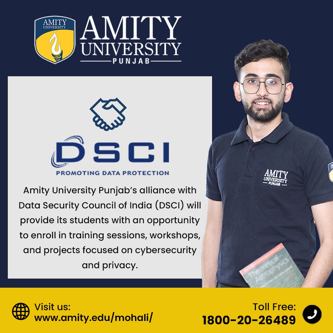 AmityPunjab's tweet image. We are delighted to share that Amity University Punjab has entered into an alliance with the Data Security Council of India (DSCI) to facilitate and conduct #Cybersecurity and #Privacyprograms. 

#Partnership #Collaboration #AmityUniversityPunjab #DSCI #skilldevelopment