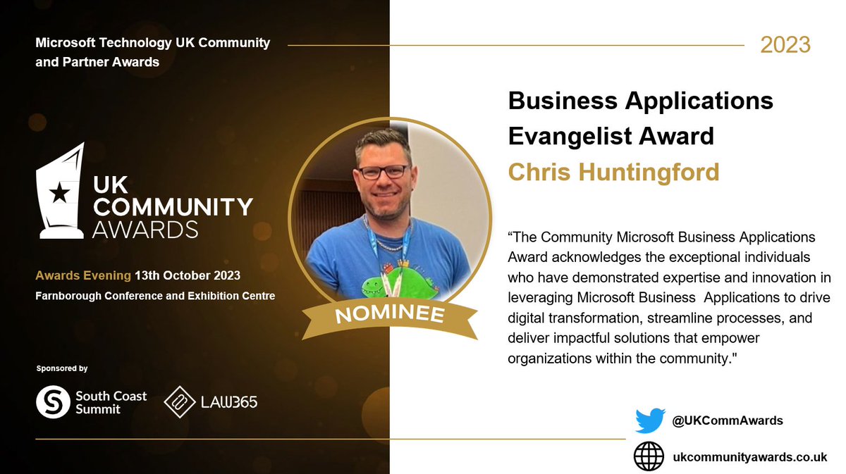 UKCommAwards's tweet photo. 🌟 Introducing the nominee for the Business Application Evangelist Award, @Thatplatformguy
He is the superhero of leveraging Microsoft Business Applications for digital transformation, streamlining processes, and delivering impactful "ECOSYSTEMS"
#BizzApps #UkCommunityAwards https://t.co/XVYxiUqycz