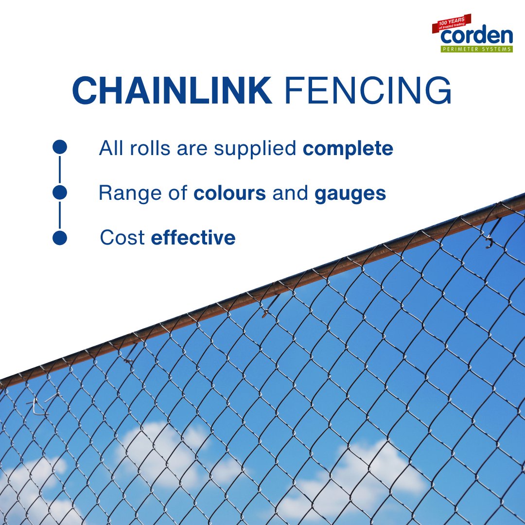 CordenGroup's tweet photo. #ChainlinkFencing is perfect for…
- Residential gardens
- Play areas
- Factories
- Sports fields
It's cost effective, comes in a range of colours and gauges - and we supply it complete!
Visit our website for more info ➡️ https://t.co/DntN4hfT8I
#Security #Fencing https://t.co/XnMrj9h8I6