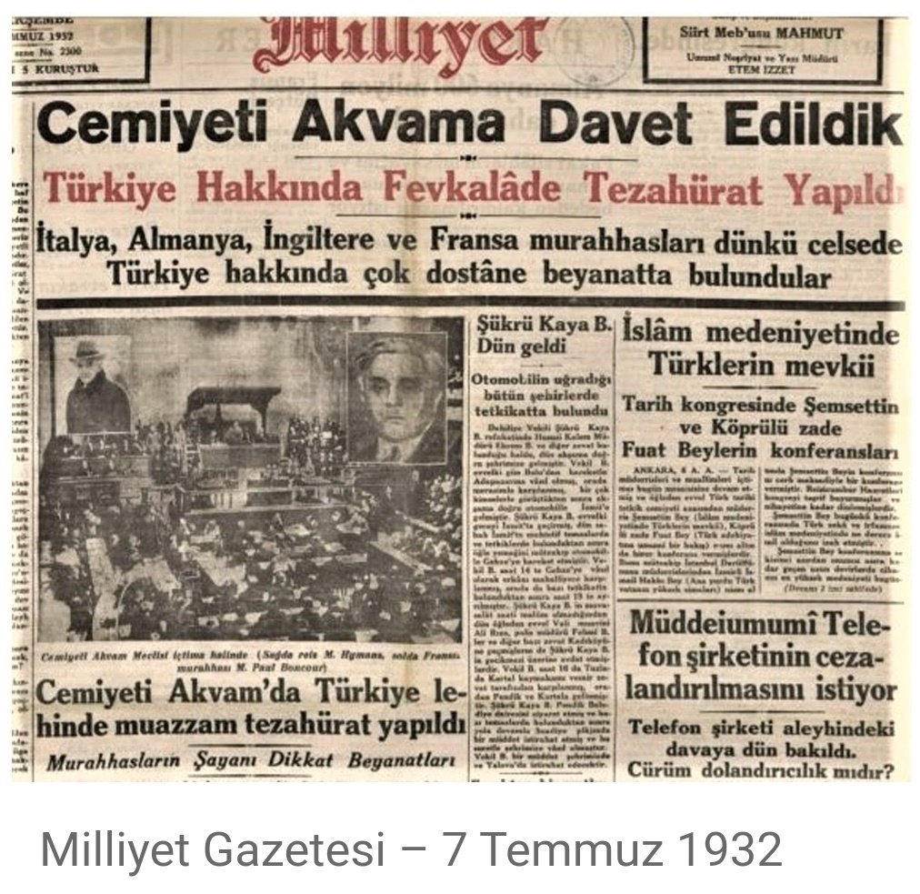 SMEYDAN's tweet photo. Atatürk, Türkiye Cumhuriyeti'ni hiçbir zaman Milletler Cemiyeti'nin kapısında bekletmedi. Üyelik başvurusunda bulunmadı. Milletler Cemiyeti'nin oy birliğiyle (29 ülke) yaptığı davet üzerine Türkiye, 18 Temmuz 1932'de Milletler Cemiyeti'ne üye oldu.

https://t.co/4HphK6Nb90 https://t.co/8kM3DcDt38