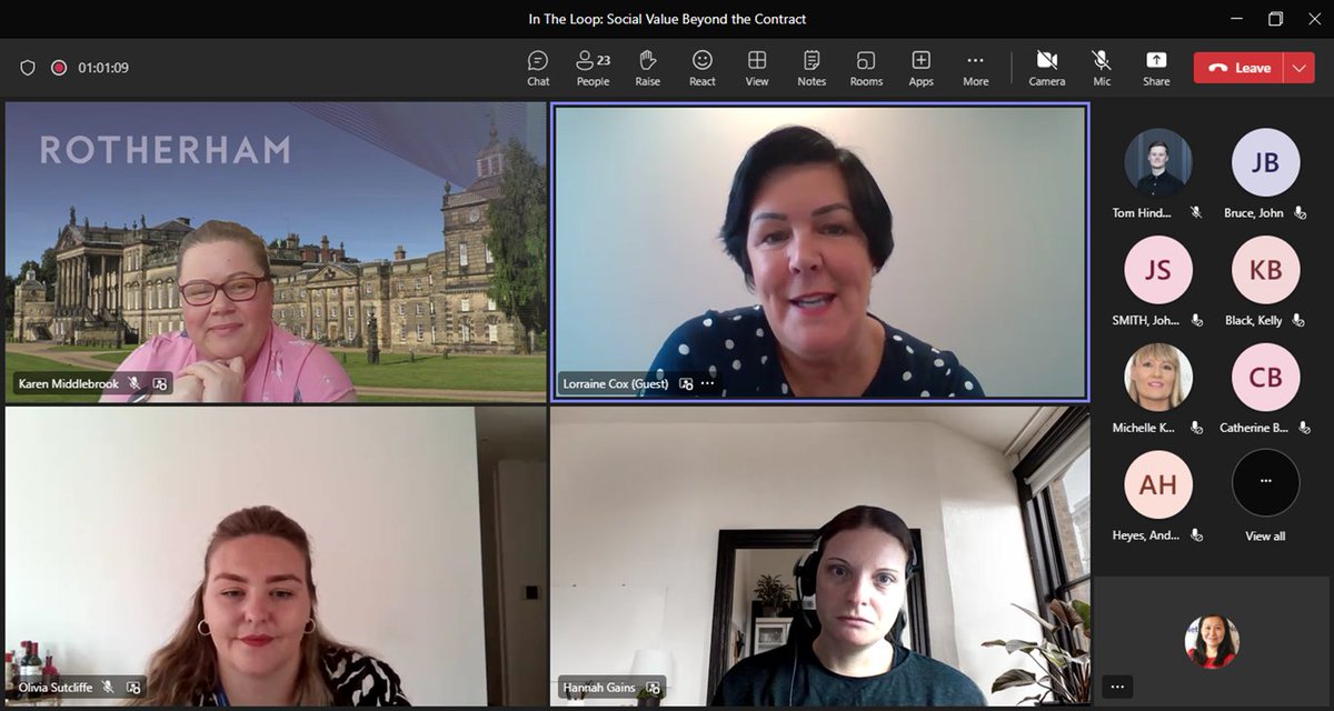 I'm really enjoying today's <a href="/theinetwork/">iNetwork</a> iN The Loop discussion on Social Value beyond the contract, hosted by <a href="/gains_hannahIN/">Hannah Gains</a> with Lorraine Cox from <a href="/STARProcurement/">STAR Procurement</a>, Karen Middlebrook from <a href="/RMBCPress/">Rotherham Council</a> and Olivia Sutcliffe from <a href="/GLAuthority/">GLAuthority</a>. Great passionate conversation!