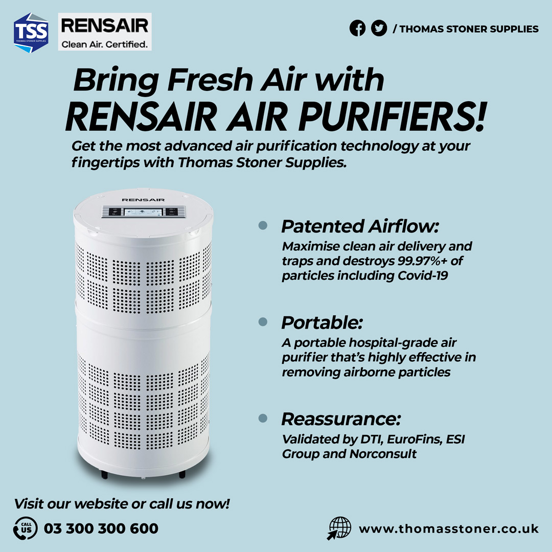 Experience the cutting-edge Rensair Air Purifiers, now available at Thomas Stoner Supplies!
Ready to breathe clean Air? Get in touch with us at sales@thomasstoner.co.uk or call us at 03 300 300 600. 
#thomasstonersupplies #officesolutions #officesupplies #cleanair #airpurifier
