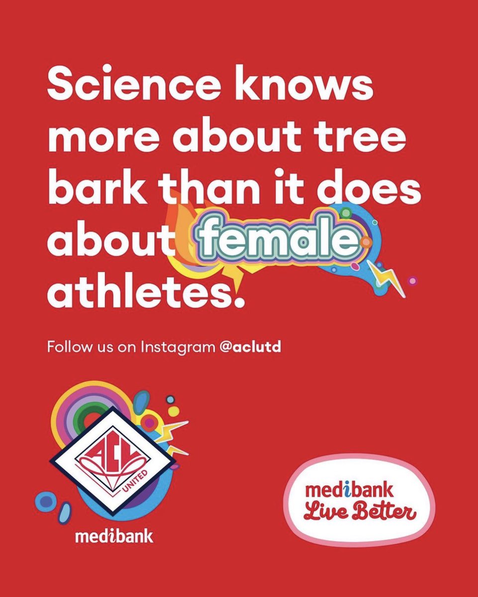 Robertc1970's tweet photo. If you think female athletes are amazing now, imagine how incredible they'd be if they got more than 6% of all sports research dedicated to them. #ACLUtd https://t.co/8Mvq1Qm6CD