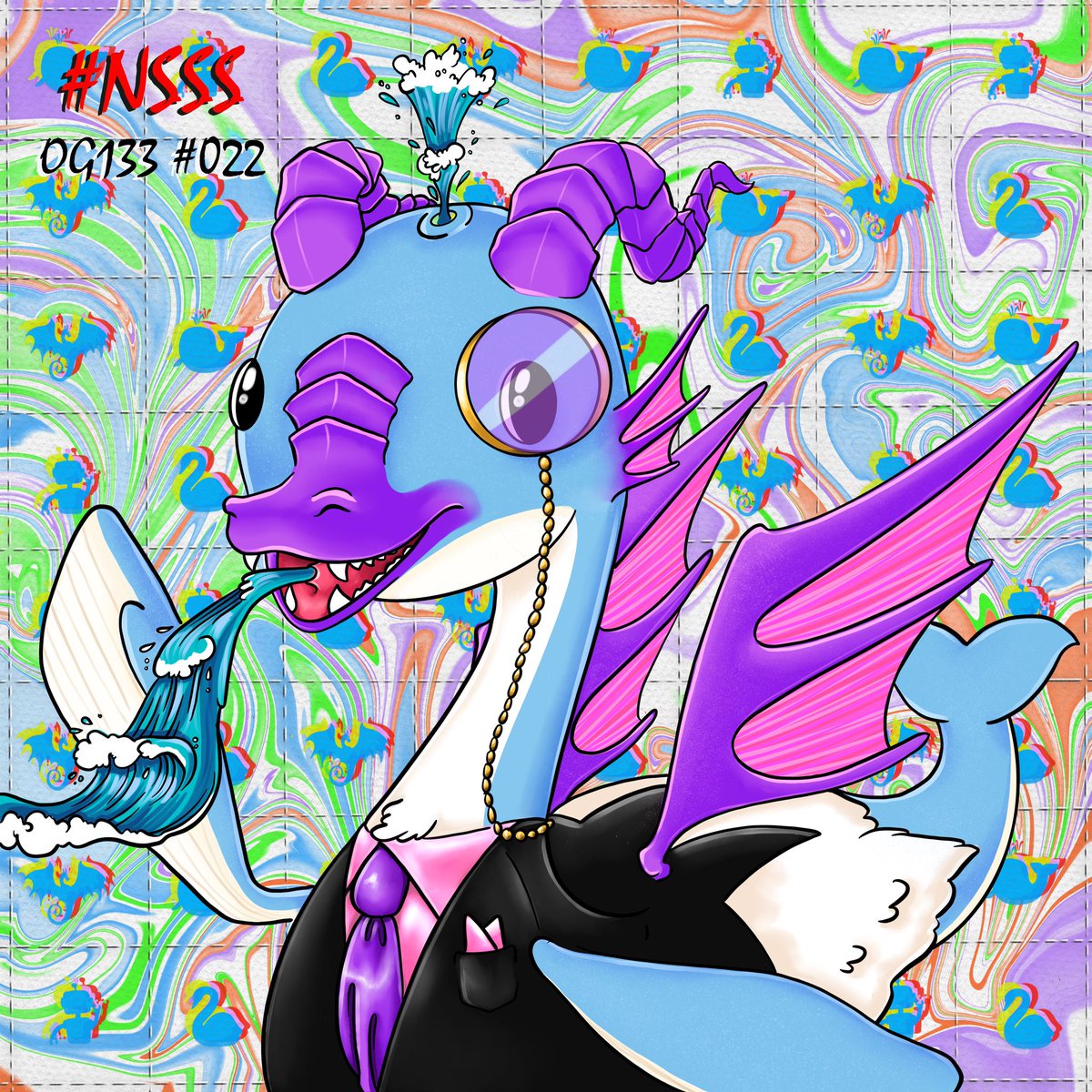 freedwillard's tweet photo. GM 🌊🐳🌊
Big dragon swan whale butler bot vibes today. 
@NS3_nft 🤫🤫🤫🤫🤐 (it’s a secret). 

Artist: @ShanDayArt https://t.co/LQB6kdjIPf