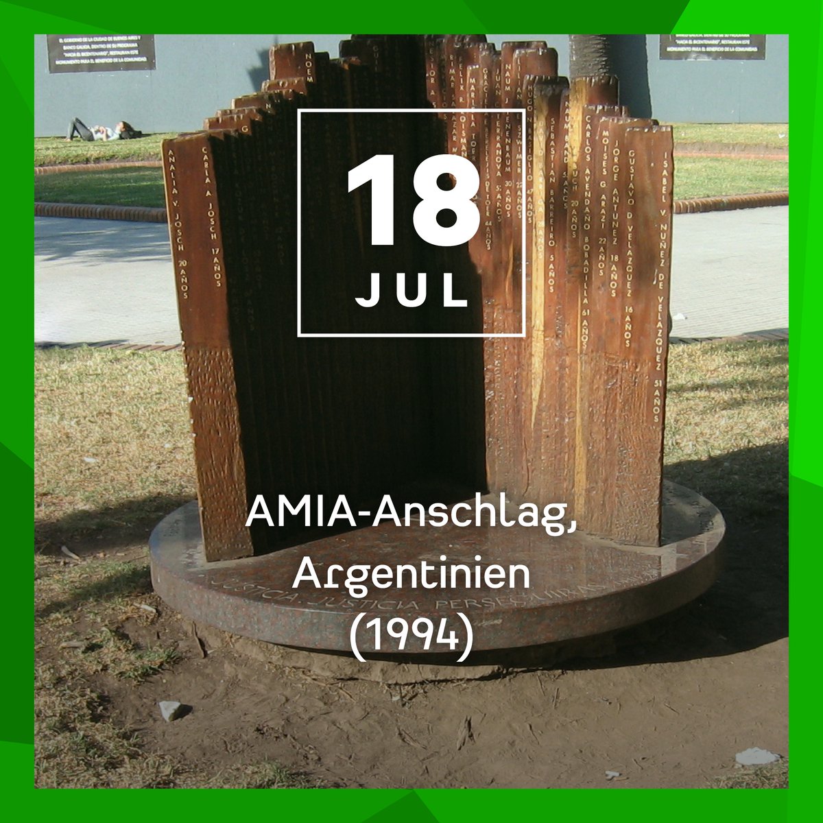 In seinem Beitrag erinnert Benjamin Fischer (<a href="/bennympfischer/">Benny Fischer</a>) aus dem CPPD-Netzwerk an den AMIA-Anschlag  in Argentinien 1994: bit.ly/3K4NBaO