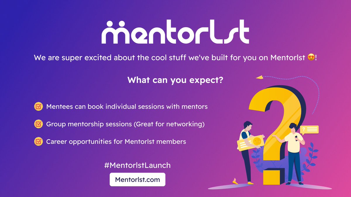 Mentorlst's tweet photo. We are getting closer to our product launch 🙌 

This week we will unveil our mentors who will mentor you through group &amp; individual sessions 

You'll learn, network and form connections with fellow peers and mentors ⚡

Join the community at 》》》 https://t.co/rrUVLfxRed 🚀 https://t.co/TDGsvs0BiJ