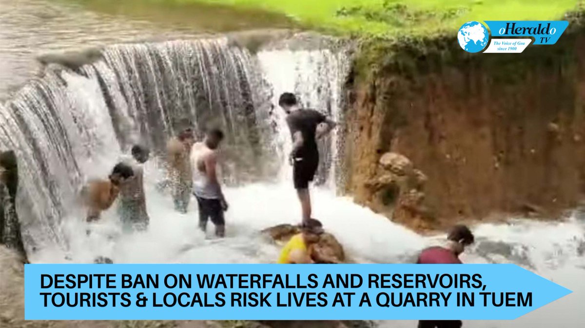 oheraldogoa's tweet photo. Despite #ban on #waterfalls and #reservoirs, #tourists & locals risk lives at a quarry in #Tuem
Watch: https://t.co/4pBTOQvewb
#Goa #News #Waterfallban https://t.co/LFIg2fxT7c