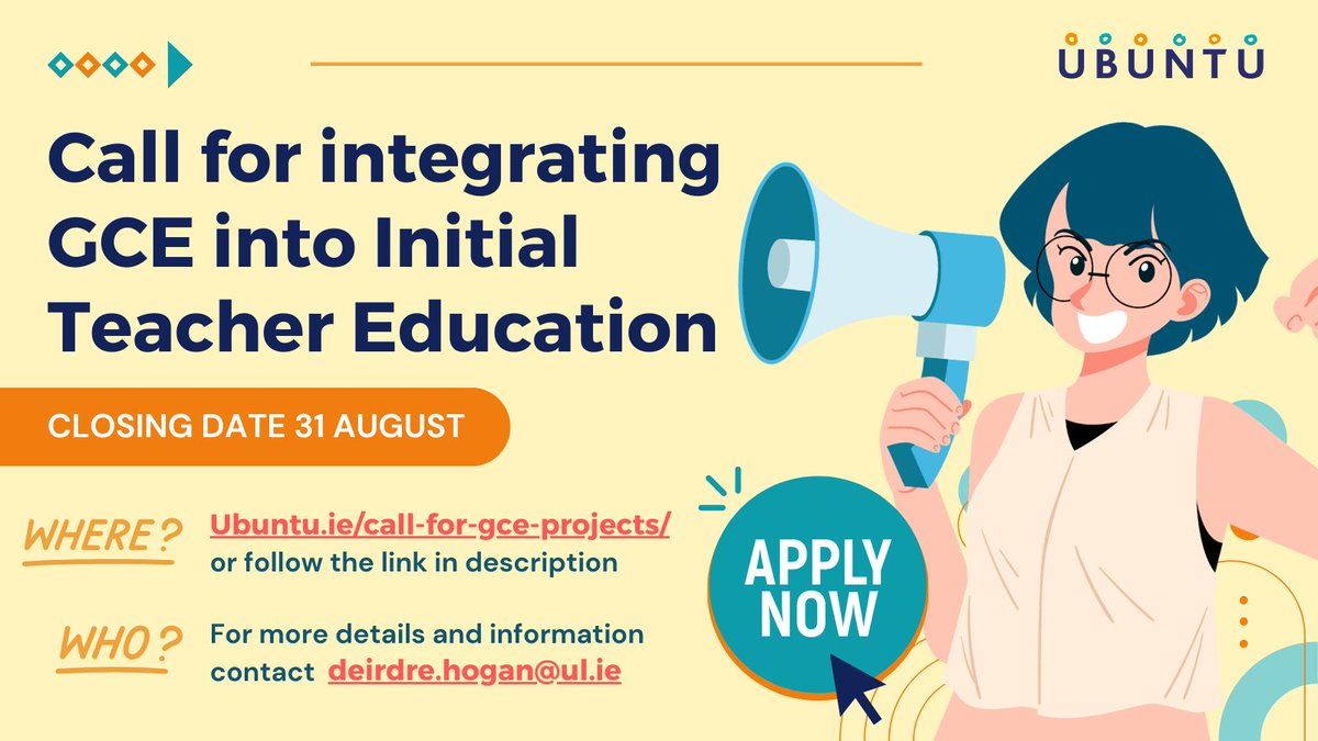 The Ubuntu Network annual call to integrate GCE into ITE is now open! 📚To apply, follow the link bellow: ubuntu.ie/call-for-gce-p…