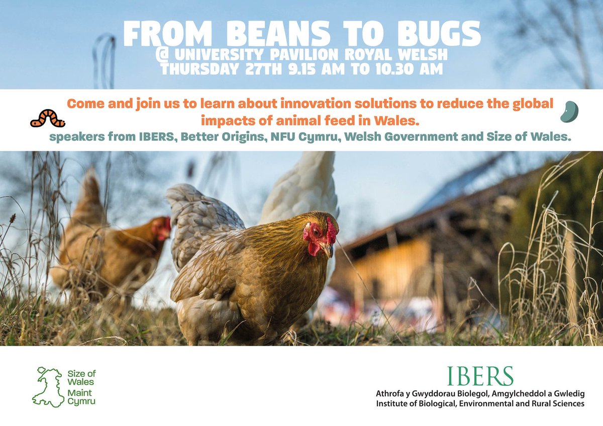 Looking forward to speaking at this event with <a href="/ibers_aber/">IBERS - Aber</a> 

🗓️ “From Beans to Bugs" 🐛
9.15am on 27 July <a href="/royalwelshshow/">Royal Welsh Agricultural Society</a> 

Brilliant speakers will share insights on homegrown feeds, insect feed &amp; soy-free approaches

Sign up now shorturl.at/wKVZ2 #DeforestationFreeNation