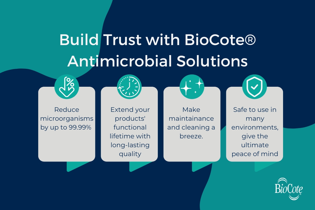 BioCote's tweet image. Build trust with antimicrobial Solutions 🤝

Strengthen your brand, inspire confidence, and positively impact your industry by providing long-lasting quality and customer satisfaction.

👉 eu1.hubs.ly/H04xqLk0 

#BuildTrust #EnhancedPerformance #TrustedBrand