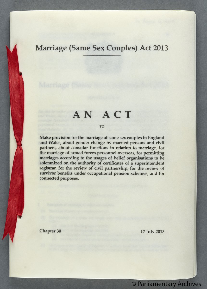 UKParlArchives's tweet photo. Ten years ago, this week the landmark Marriage (Same Sex) Couples Act was passed by Parliament &amp; made law. A truly seminal piece of legislation that remains of huge symbolic importance for the country’s LGBTQ+ community. The first weddings took place in March 2014. #TowerEquality https://t.co/U7YH075yjZ