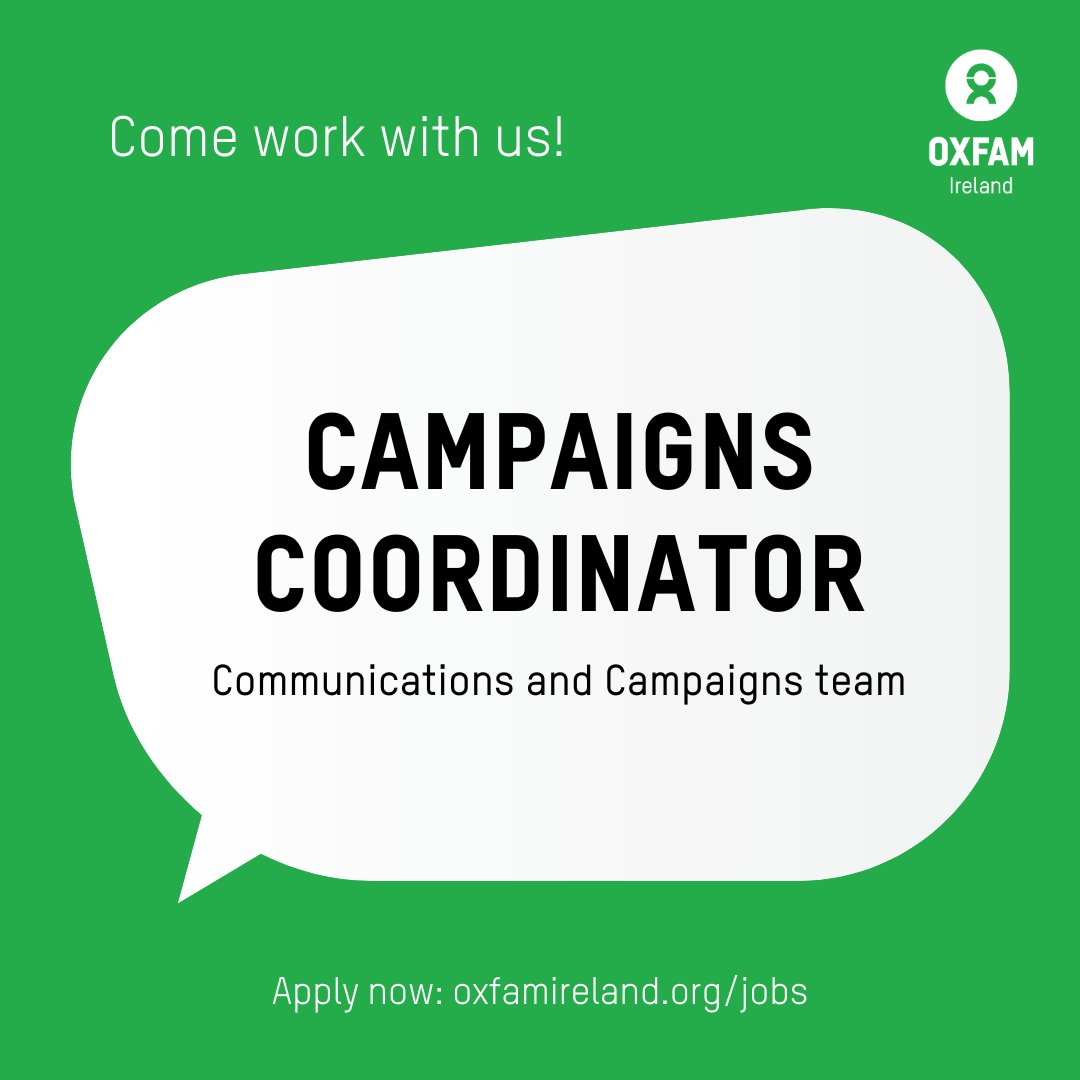 OxfamIreland's tweet image. #JobOpportunity: Campaigns Coordinator 🌍
Contribute to impactful public campaigns raising awareness of development and humanitarian issues, driving meaningful change.
➡️Apply: oxfamireland.org/jobs
#dublinjobs #hiringnow #jobvacancy
