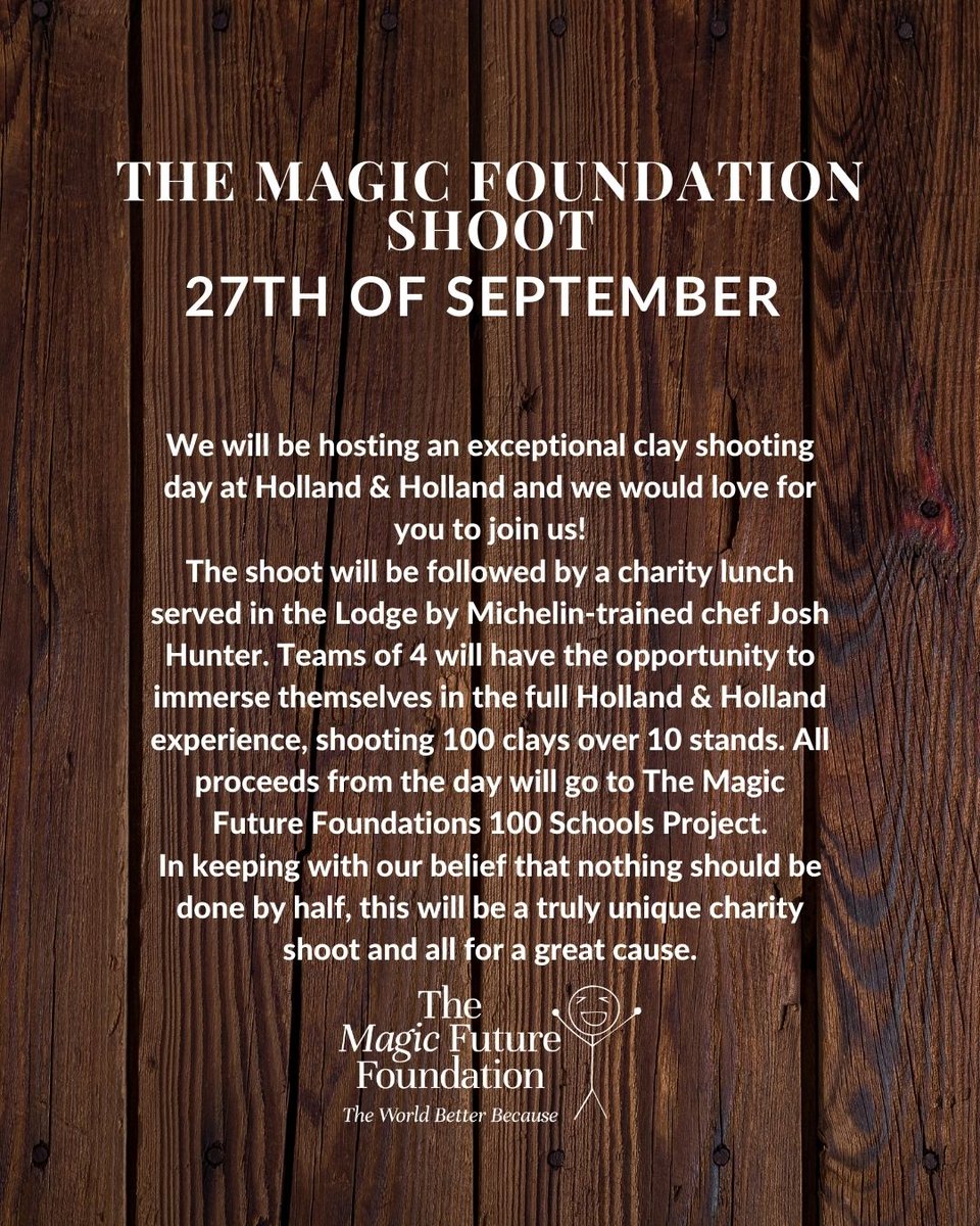 On Wednesday 27th September 2023, we will be hosting an exceptional clay shooting day at Holland &amp; Holland Shooting Ground!

Click here to book your team, and enjoy a wonderful day with us! oliverwissenbach.com/hollandandholl…

#worldbetterbecause #hollandandhollandshooting