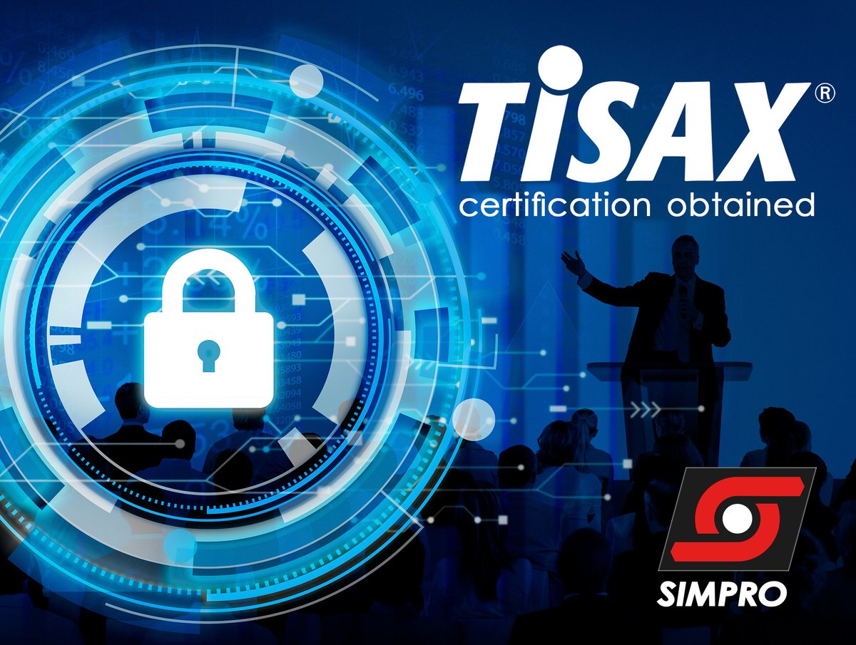 simpro_spa's tweet photo. Simpro is proud to announce that it has obtained #TISAX certification: a cutting-edge #evaluation model, specifically designed to meet the unique needs of the #automotive sector. 

More info: https://t.co/tfzatDVMaP https://t.co/mJK8EYTEos
