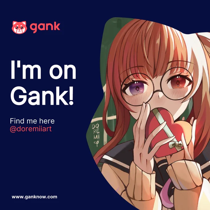 【 𝐀𝐍𝐍𝐎𝐔𝐍𝐂𝐄𝐌𝐄𝐍𝐓 】  I am now partnered with Gank! My previous merchandises (like Hololive, Nijisanji, League etc.) and future Miichama merch will be there! There will be memberships and commission services soon as well!  ganknow.com/doremiiart