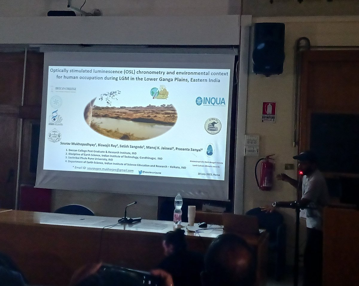 CharutaKul's tweet photo. @InquaRoma2023 @Deepak_Geoarch @kalyan2287 #OSLdating & environmental history of the Lower Ganges Plains, #India by @souravunipune at Session 92: Zooming into the Quaternary Resarch in South Asia: Understanding the landscape-cultural-climatic evolution @InquaRoma2023.
#ECR #DCR #INQUARoma2023 https://t.co/6z9ceDPdei