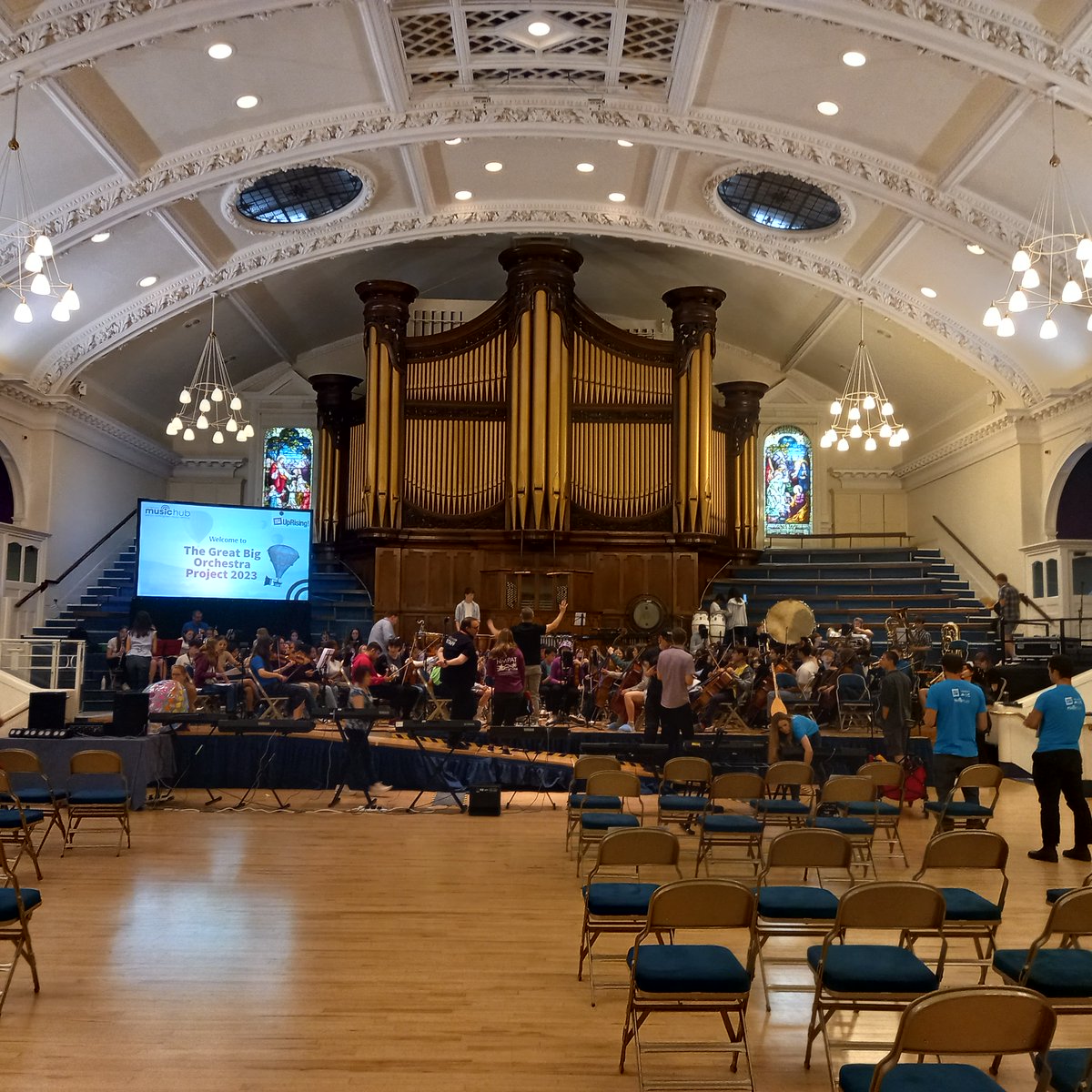 NottMusicHub's tweet photo. Gearing up for today's Great Big Orchestra Project, featuring the Robin Hood Youth Orchestra &amp; the Northamptonshire County Youth Orchestra. 200+ pupils attending including some of our amazing SEND schools!

@MehemUK
@NMPAT https://t.co/DS1x5xkSFq