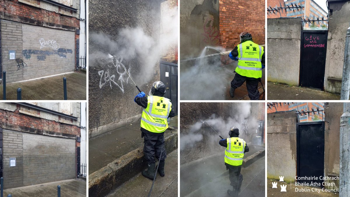 Another busy morning for our #graffiti removal team, out & about removing graffiti at Blessington Street, Mountjoy Street, Leo Street, New Street North & Whitworth Place. Thanks guys. #wastemanagement @DubCityCouncil #YourCouncil #keepdublinbeautiful