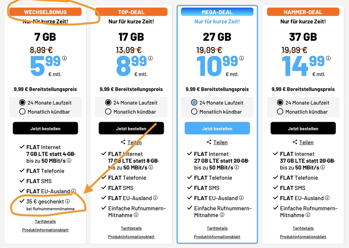 sparbote's tweet photo. Top! https://t.co/SCRRfEfXEQ: Allnet-Flat mit 7GB LTE + SMS-&amp; Telefon-Flat für 5,99€ (o2-Netz, monatl. kündbar) + 35€ Wechselbonus - https://t.co/r0ZNIu50Hn https://t.co/O08wAcjtWK