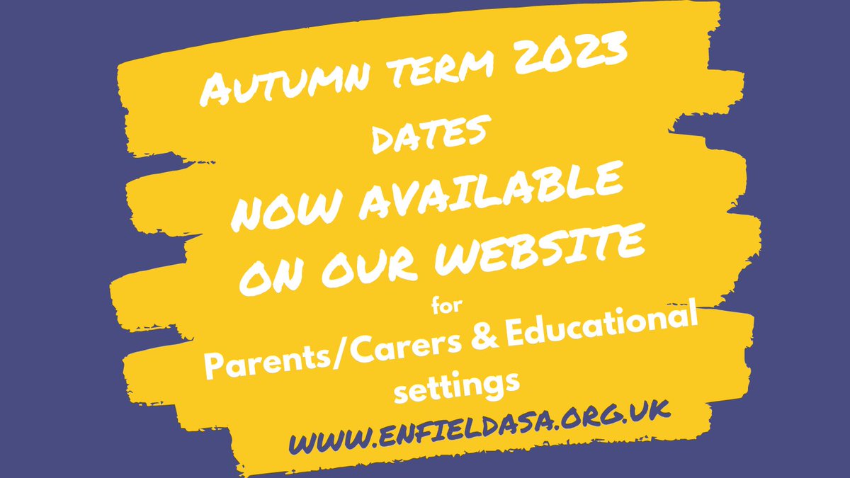 EnfieldASA's tweet image. 📢 Autumn term 2023 dates out now!
Visit our website for more information and to register your place.

If you have any queries get in touch with admin on 0208 353 4186 or email admin@enfieldasa.org.uk