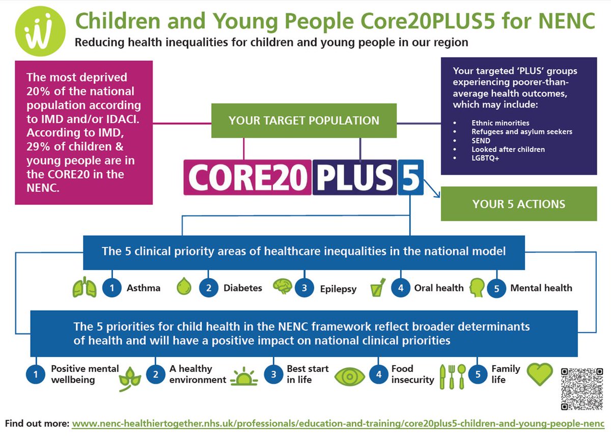 ✨NEW RESOURCE✨

Delighted to share our new practical guide for using the Core20PLUS5 framework to address health inequalities affecting CYP in the North East and North Cumbria - developed by our Health Inequalities Advisors.

Access the toolkit here: nenc-healthiertogether.nhs.uk/professionals/…